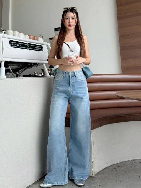 Quần Jean Lisa, Cạp Cao, Ống Lớn, Thoải Mái, Dễ Mặc 4