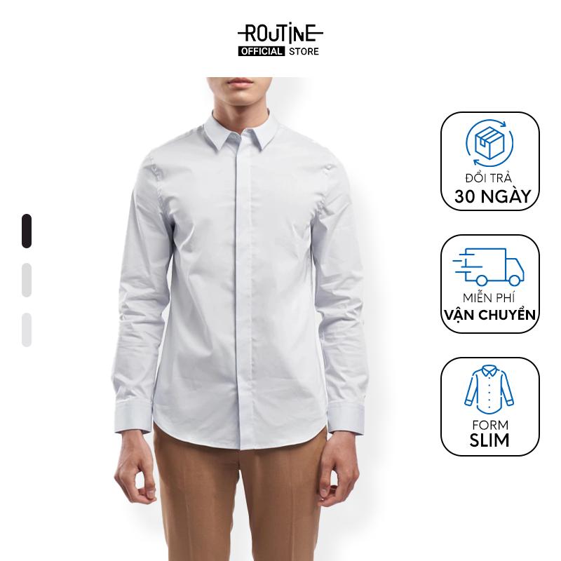 Áo Sơ Mi Nam Tay Dài Trơn Form Slim - Routine 10F21SHL005