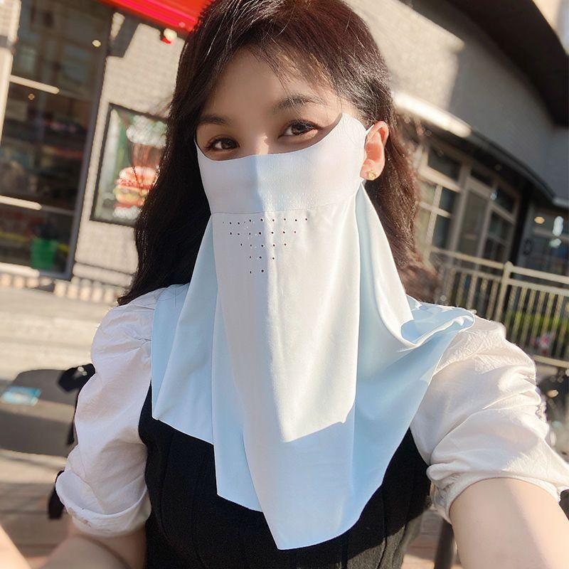 Khẩu Trang Chống Nắng, Chất Liệu Lụa Lạnh Dành Cho Phụ Nữ Và Nam Giới, Cỡ Ngoại Cỡ, Liền Mạch, Bảo Vệ Mặt Và Cổ, Thích Hợp Để Đi Xe Đạp, Mỏng Và Rộng Rãi, Thiết Kế Thoáng Khí, Lý Tưởng Cho Các Cặp Đôi, Lý Tưởng Để Mặc Mùa Hè Phụ Kiện Accessories Che Mặt 4