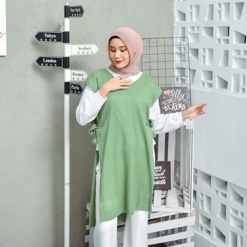 Rompi Tali Long Tunik Rajut Wanita Premium | Atasan Wanita Panjang 4
