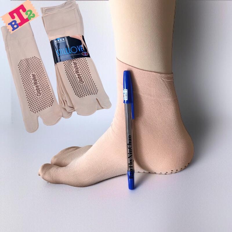 combo 10 đôi tất da nữ chống trơn trượt GAI ĐEN, chất cotton trơn mịn có đế chống trơn trượt,ôm chân, chống nắng tốt Thun Women Kem