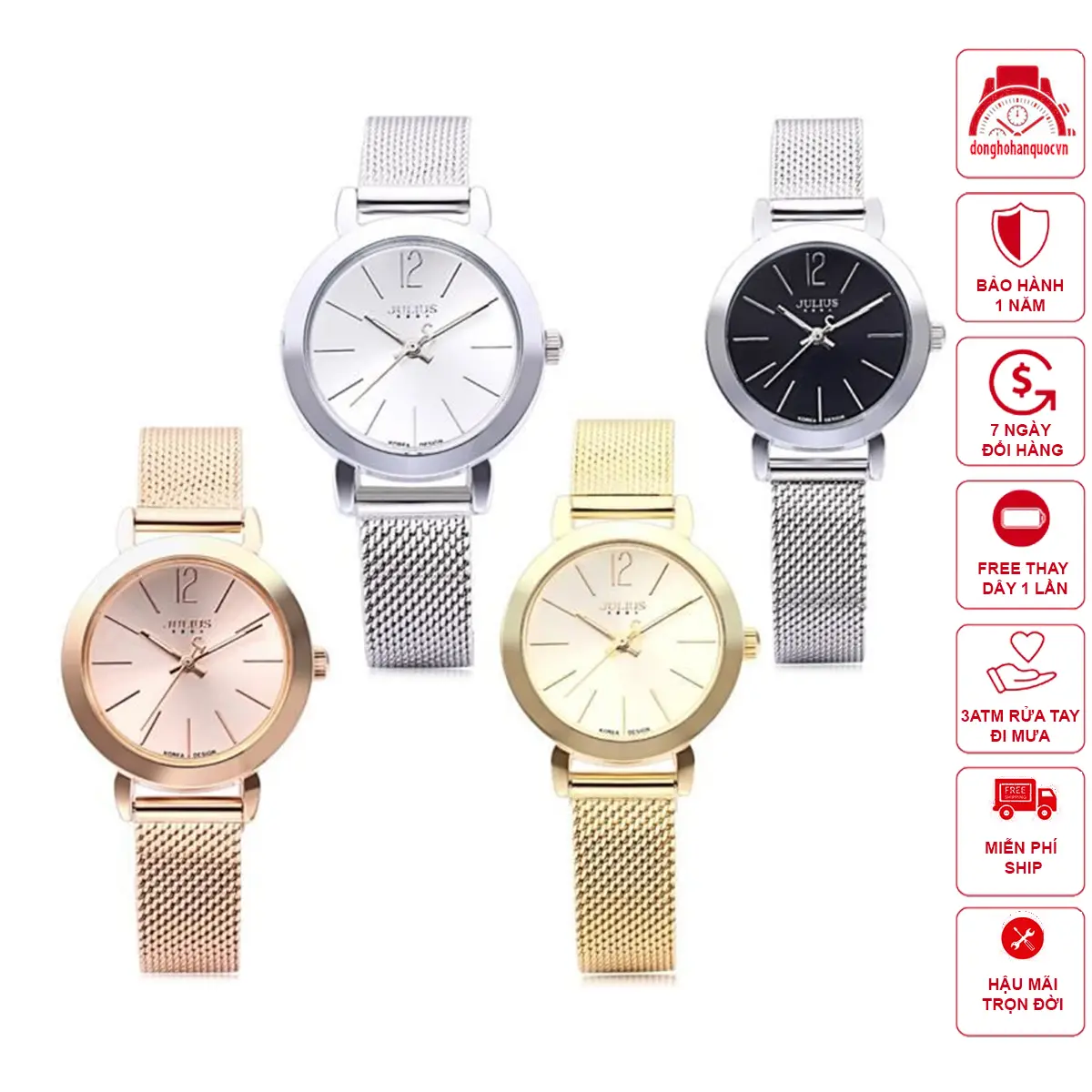 Đồng hồ nữ Julius JA-732 Dây Thép Móc Khoá