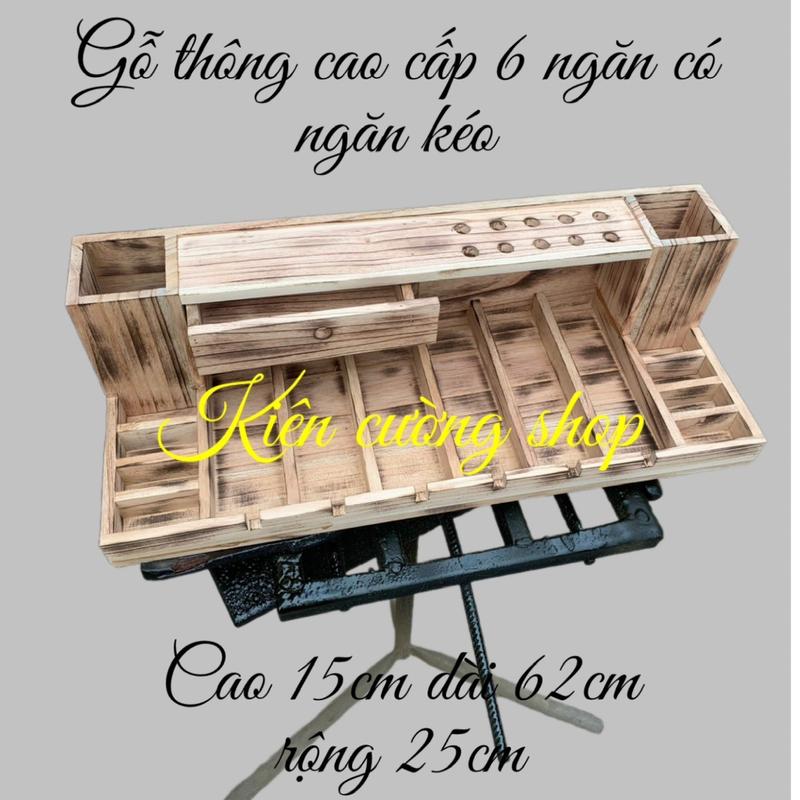 Khay gỗ đựng tông đơ kéo lược cữ trong tiệm tóc nam barrbe [mẫu mới 25x62cm]gỗ thông màu loang cháy Treo Tường hoặc để bàn 1