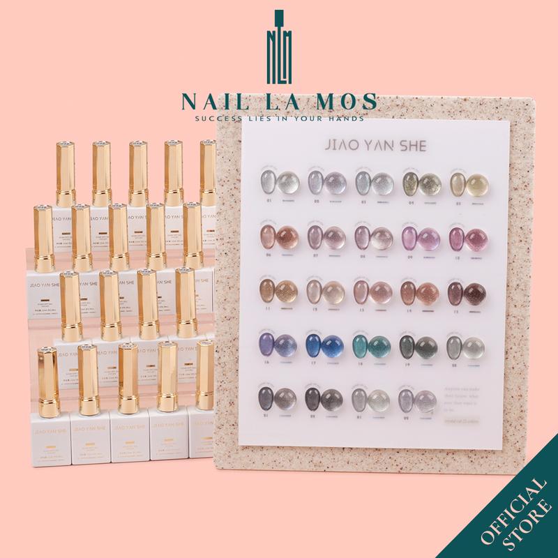 Set sơn mắt mèo flash Jiao Yan She chính hãng 22 màu - Sơn móng tay làm nail gel nhũ mắt mèo kim cương (kèm bảng màu)