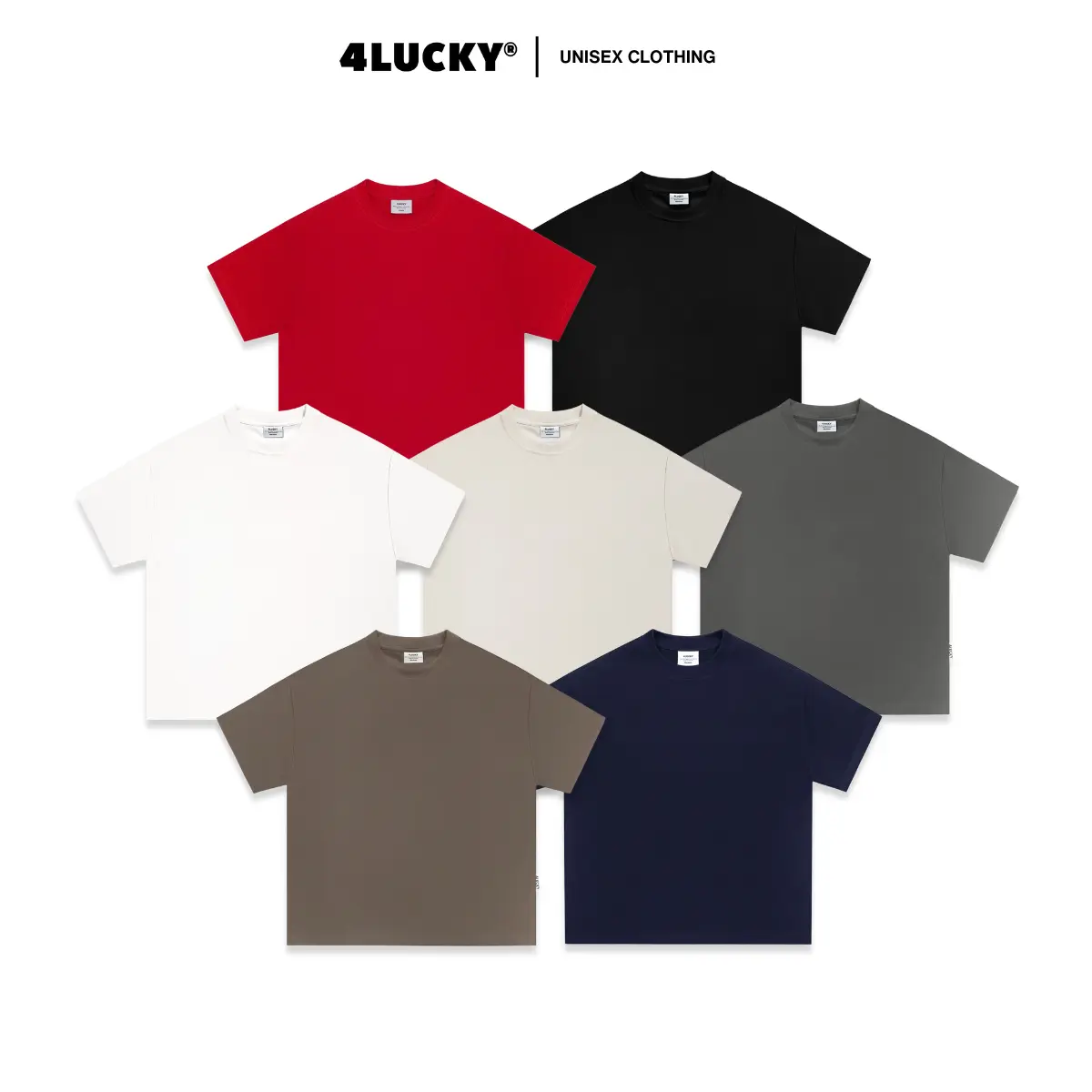 Áo Thun BOXY Tone Đất 250GSM Unisex 4Lucky 6405 - Form Rộng Oversize Streetwear Menswear Cổ Tròn