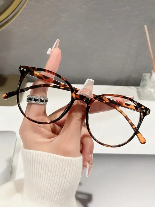 Tortoiseshell Pattern Eyeglasses, Cute Anti-blue Light Eyeglasses for Women & Girls, Fashion Eyeglasses for Work, Daily Clothing Decor 0