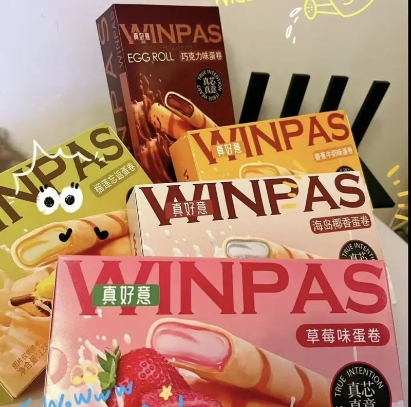 BÁNH TRỨNG WINPAS NHÂN SỐT 5 VỊ (Chuối, Sôcôla, Sầu Riêng Thái, Dừa Đá Bào) - Bánh Giòn Tan, Hộp Đa Vị Tiện Lợi, Đồ Ăn Vặt Livestream Bán Chạy 6