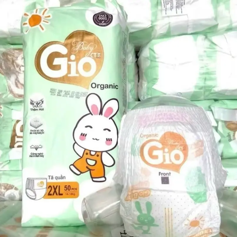 Bỉm BabyGio Organic 100 miếng đủ size M tới 5XL, Tã em bé từ 5 đến 28 kg cho bé gio 100