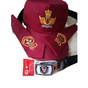 paket hemat topi sd dasi sd sabuk sd putra putri kelas 1-6 Merah Putih