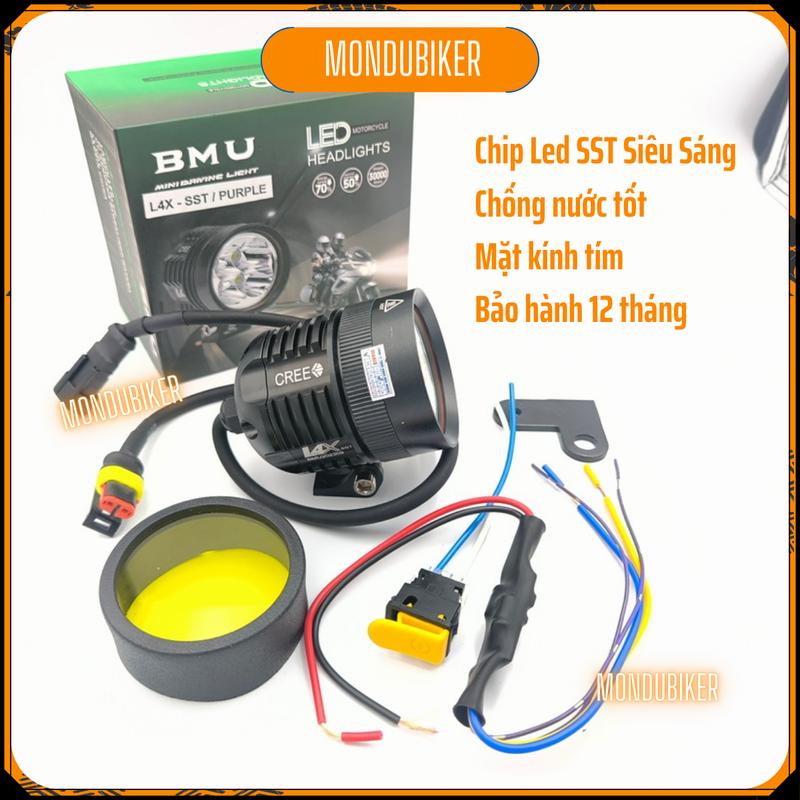 Đèn Trợ Sáng L4X SST20 BMU Mặt Kính Tím Ánh Sáng Trắng Gom, Chống Nước Tuyệt Đối -  Bảo Hành 12 Tháng Phụ Kiện Phụ Tùng