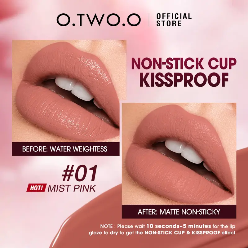 【Barang Wajib】O.TWO.O Lip Tint Matte Velvet Long Lasting Waterproof Ultra Stay Lolepop Lipgloss Smooth Lightweight NON-STICK CUP(Need to Wait For Drying) Lip Makeup High Pigmentation Gloss Lipstick Liptint 3