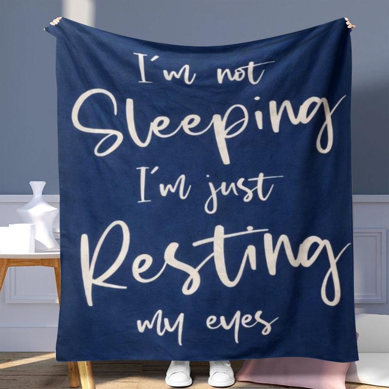 Letter Pattern Blanket, 1/2 Counts Soft Warm Throw Blanket, Air-conditioned Room Blanket, Warm Nap Blanket for Home Office Travel, Gift for Friend & Family 2