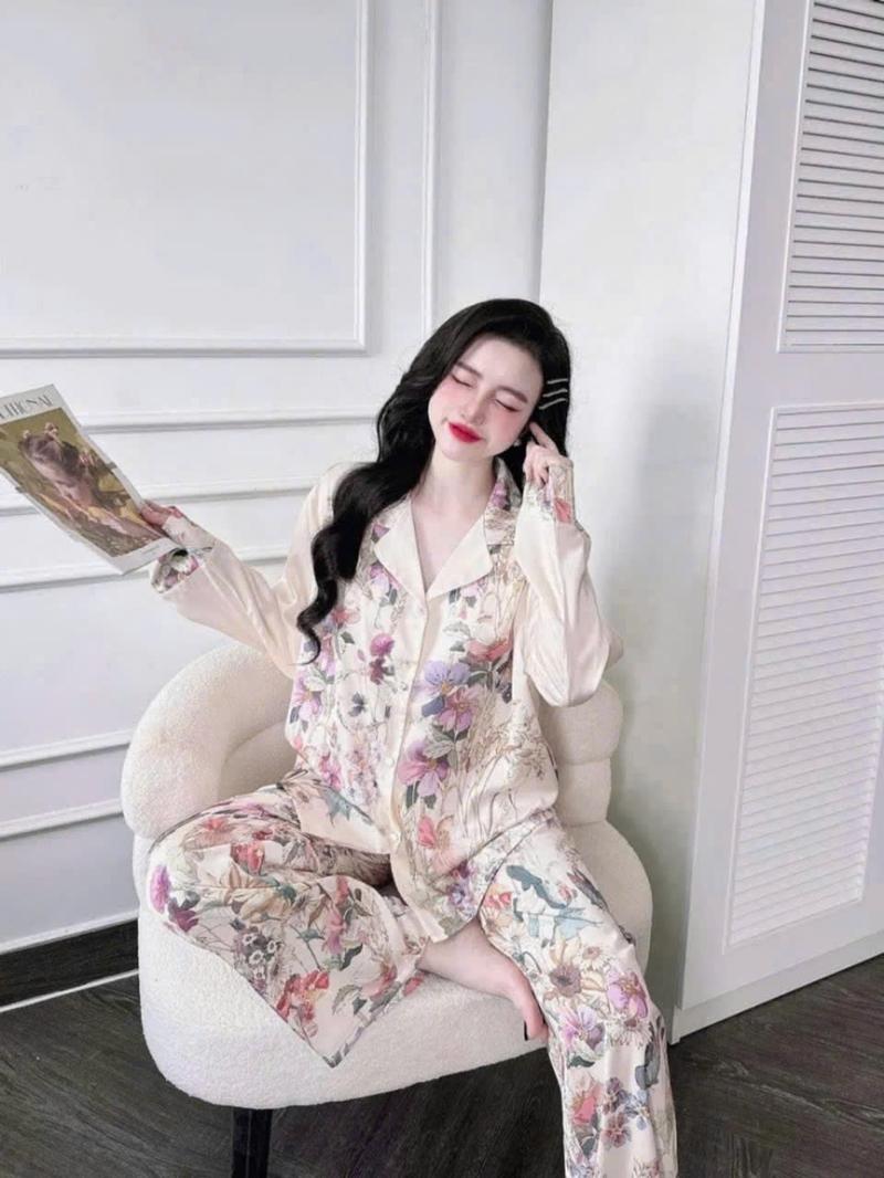 Product Introduction of Đồ Bộ Nữ Pijama Bộ Lụa latin Tay Dài cổ sơ mi T5 10