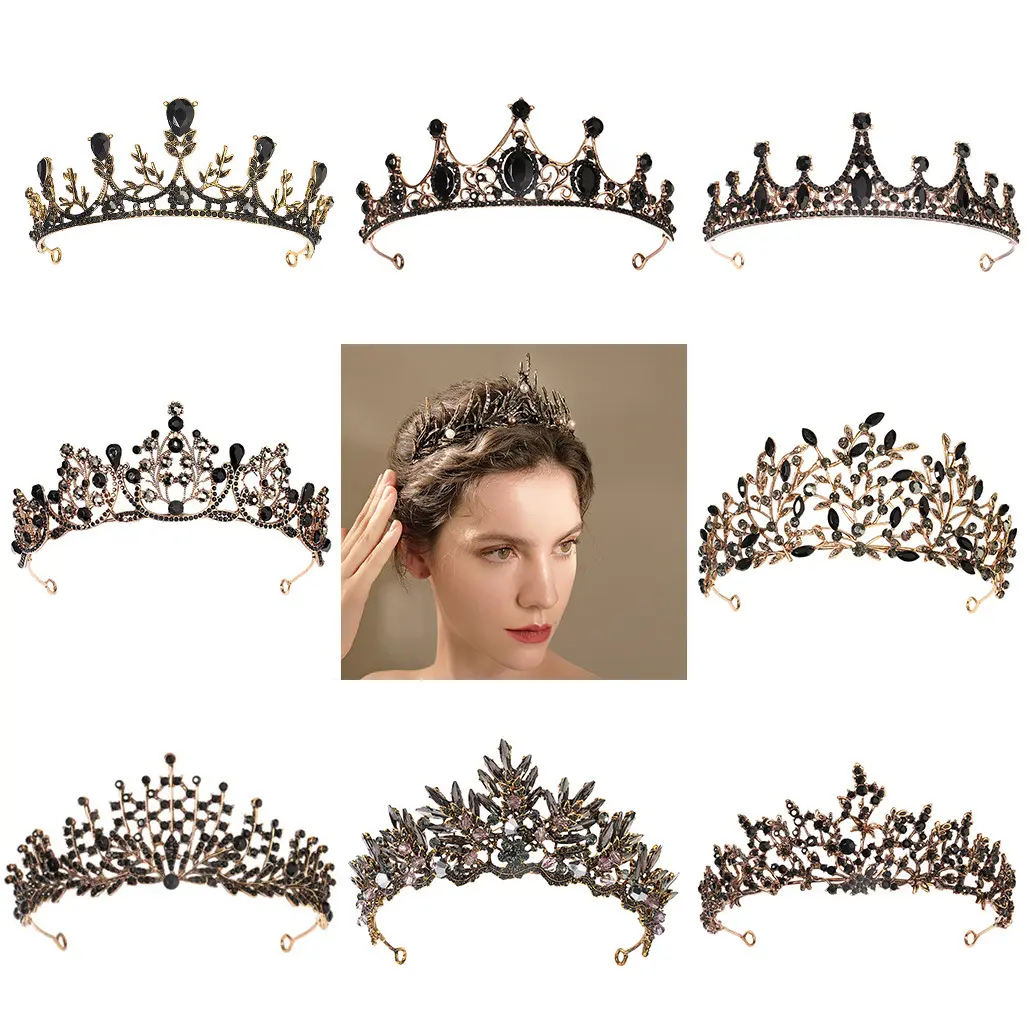 Mahkota Wanita Crown Berlian Gaya bohemian Warna HItam