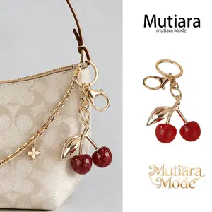 Aksesori Tas Adorable Cherry Bag Charm Anti-Hilang Mewah Bergaya Fashion gantungan Tas   buah lucu