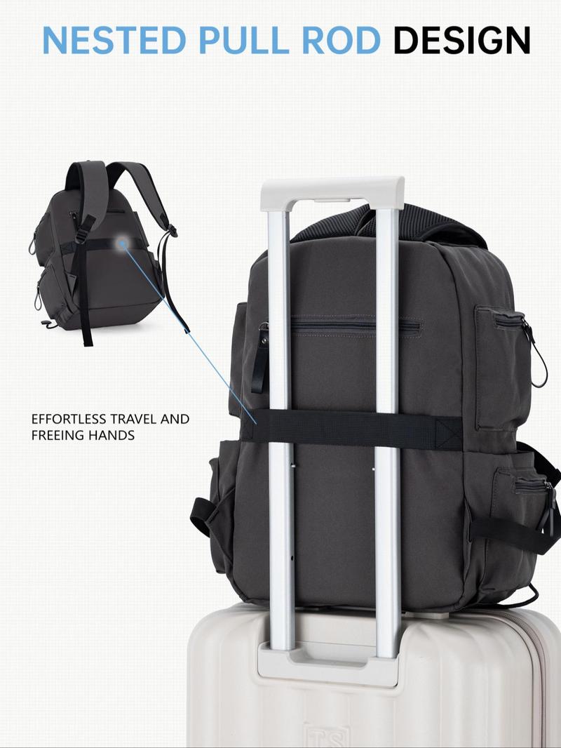 Product Introduction of 2025 New Style Casual Plain Zipper Backpack, Patched Design Outdoor Backpack, Durable Equipment Bag, Casual Sports Backpack for Women & Men 5