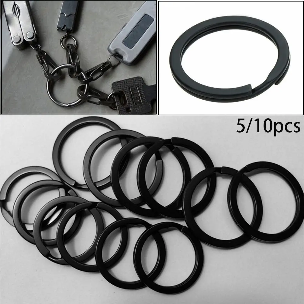 5/10pcs Metal Black Outdoor Tools Stainless Steel Keys Ring Keyring Connectors EDC Keychain Carabiner