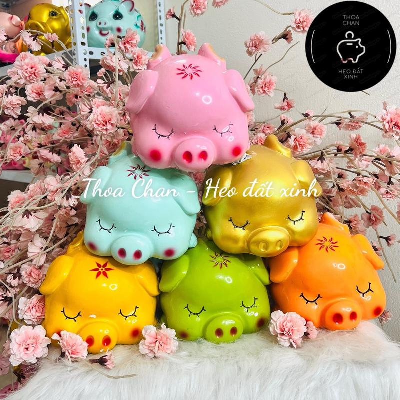 Heo đất Lợn đất Thiên Thần nằm ngủ dễ thương tiết kiệm tiền trang trí decor quà tặng siêu xinh,... THOA CHAN - HEO ĐẤT XINH Ống Tiết Kiệm Ống Heo Đựng Tiền