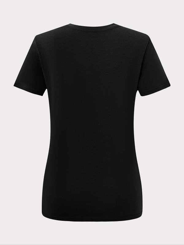 Women's Heart Print Round Neck Basic Tee, Casual Short Sleeve Crew Neck T-shirt for Summer, Fashion Women's Top for Daily Wear 6