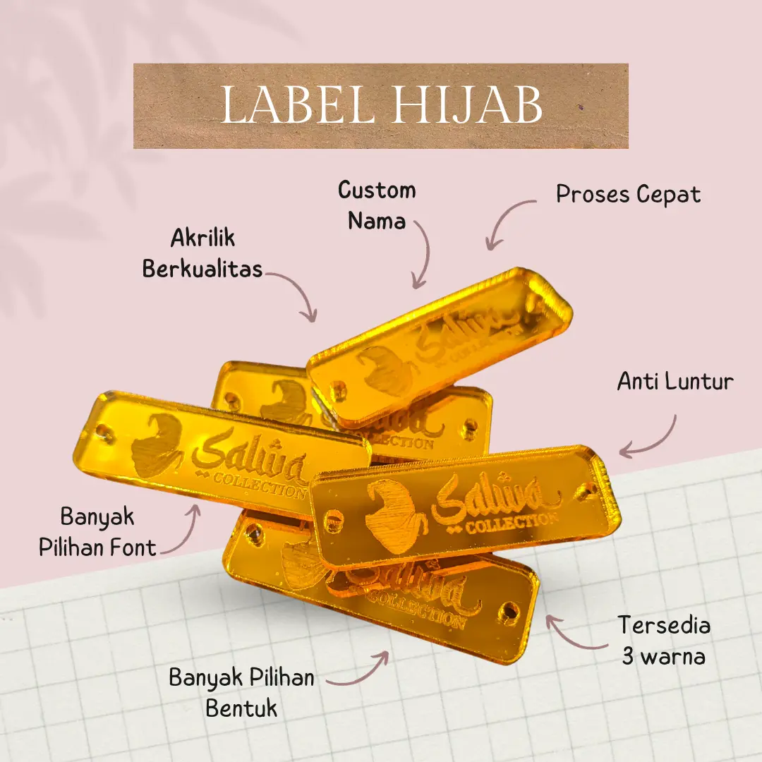 Paket 10 Pcs Label Hijab Akrilik Label Custom Hijab Label Baju Kerudung ...