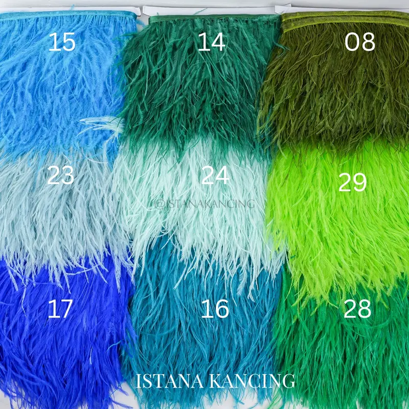 Bulu Ostrich Mewah Import Halus Lembut Panjang 10-15mm Bulu Feathers Bordir Renda 2