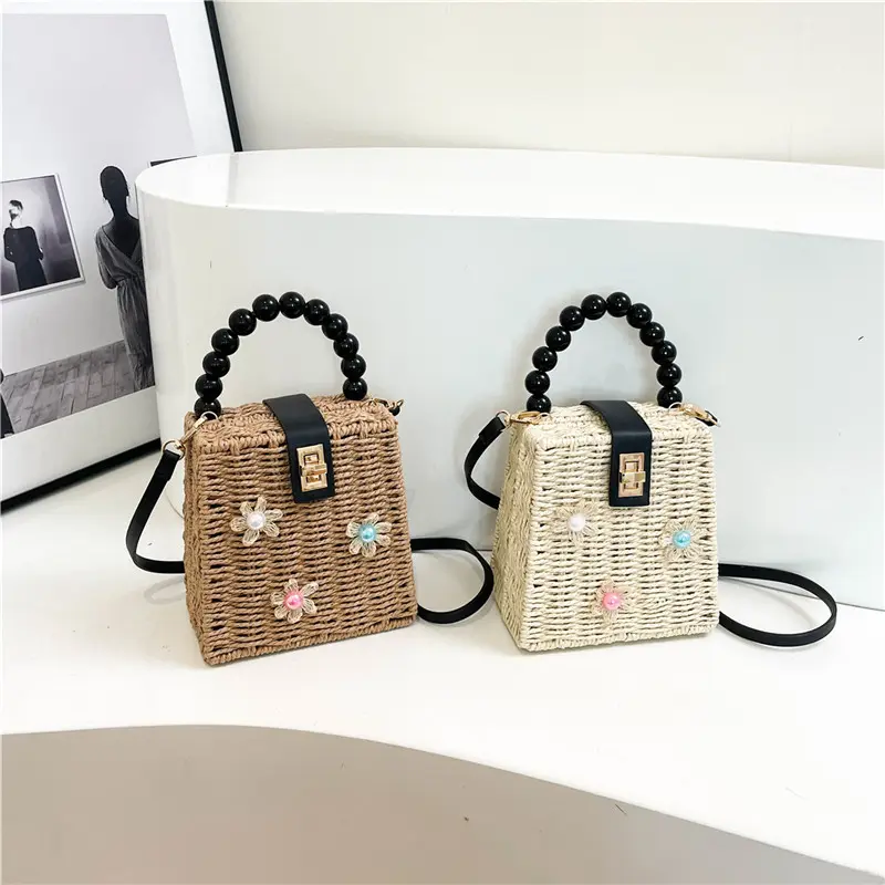 Túi Rơm Dệt Tay INS, Thiết Kế Đặc Biệt Túi Vuông Nhỏ Phong Cách Phương Tây Bờ Biển Mới, Túi Messenger Đeo Vai, Xu Hướng 2025