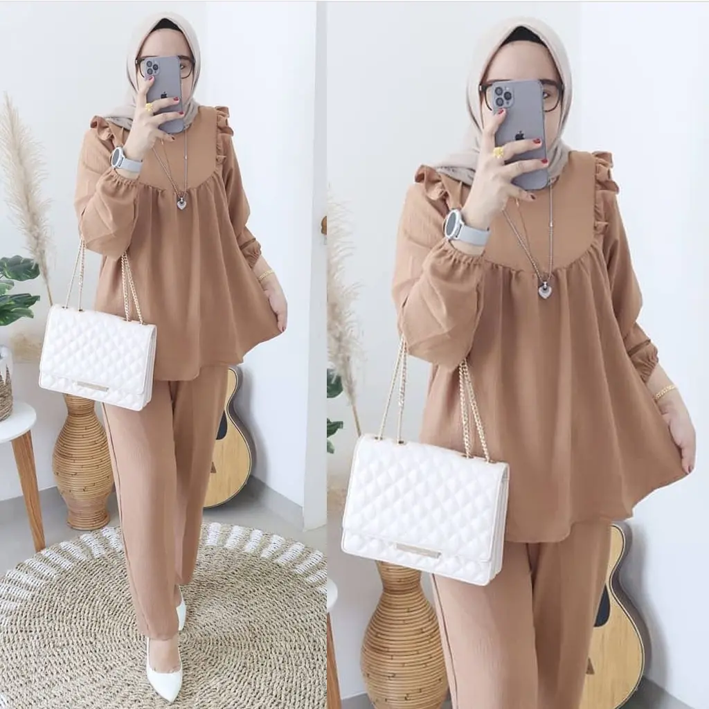 MILLY ONE SET/SETELAN KEKINIAN/ONE SET CRIINGKLE/SETELAN WANITA TERBARU