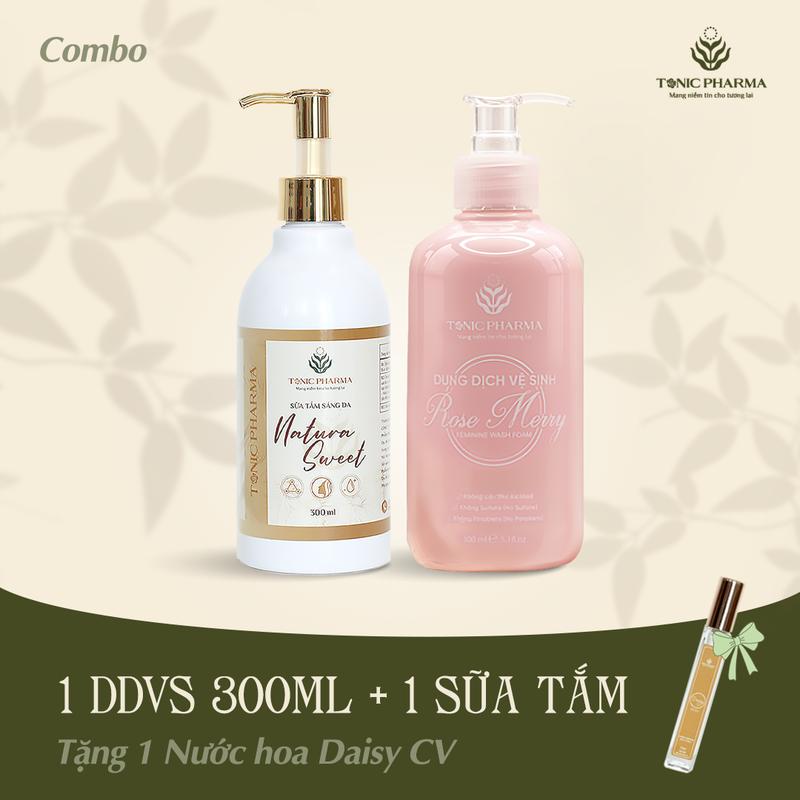 (Best Seller Tặng Nước Hoa ) Sữa Tắm Natura Sweet 300ml + Rose Merry 300ml - Hương thơm quyến rũ, an toàn lành tính chiết xuất từ thiên nhiên Dưỡng Body Dưỡng Da Body Sen