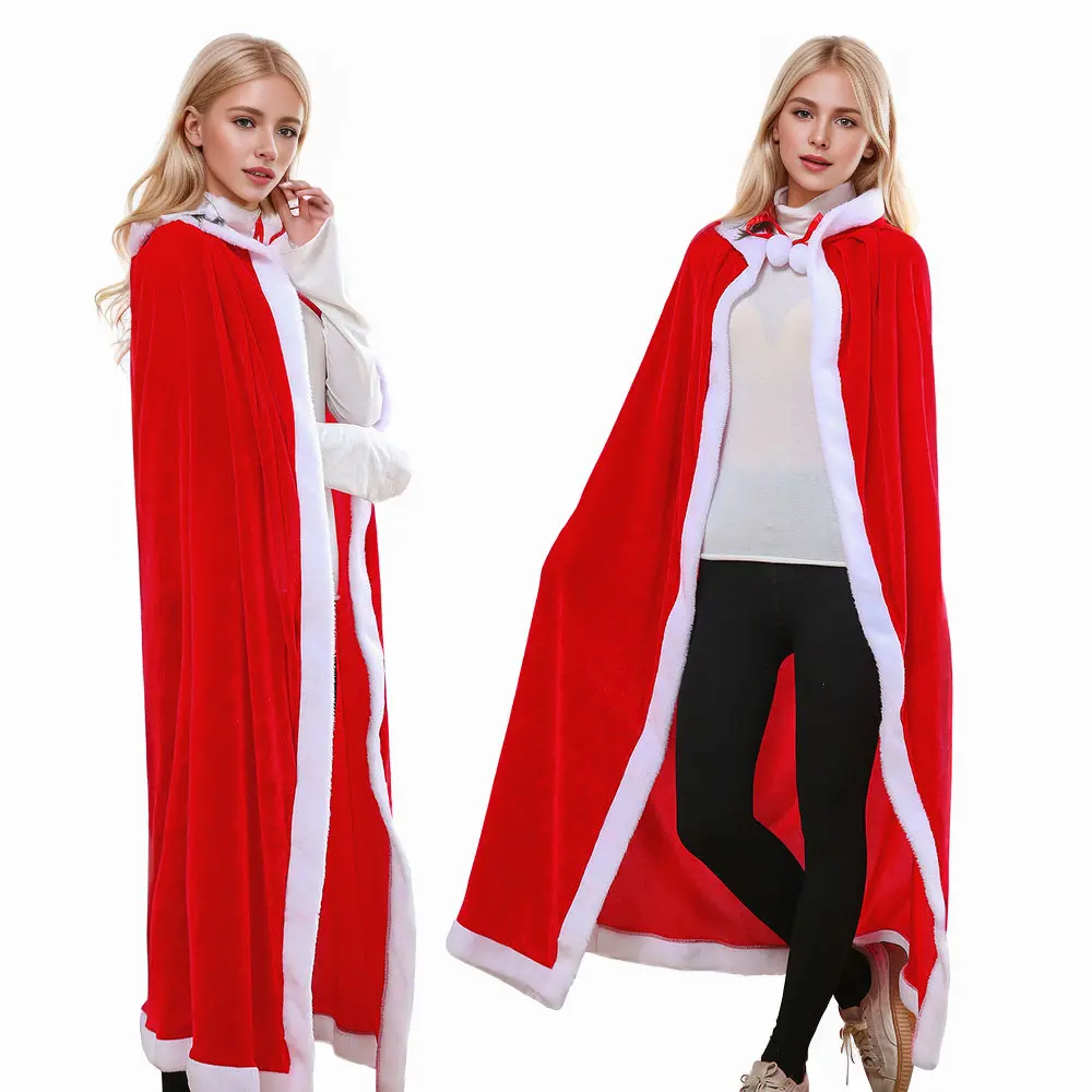 Christmas Children's Clothing Parent Child Cloak Kindergarten Party Red Gold Velvet Cloak Dress up Performance Clothes