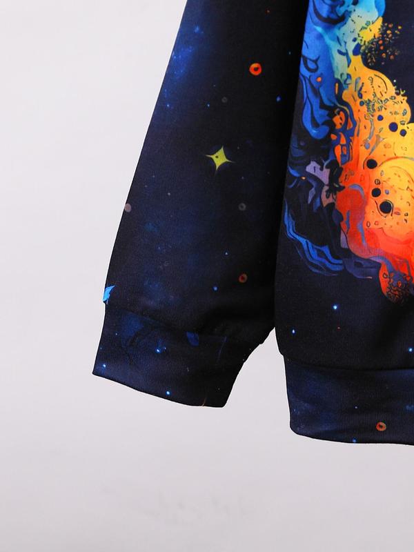 Boy's Fashion Space Astronaut Print Hoodie,  Long Sleeve Galaxy Print Pullover For Daily Wear, Casual Comfy Kids Clothes For Spring & Fall 5