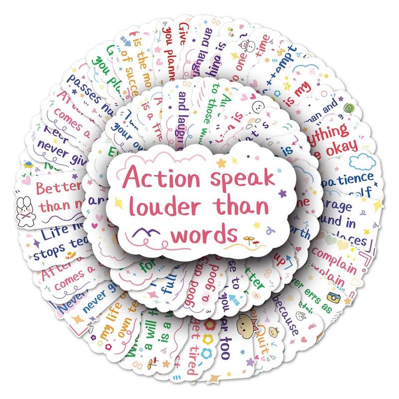 100pcs Motivational English Graffiti Pattern Sticker, Creative Graffiti Decorative Sticker For Computer, Notebook, Luggage, Refrigerator 0