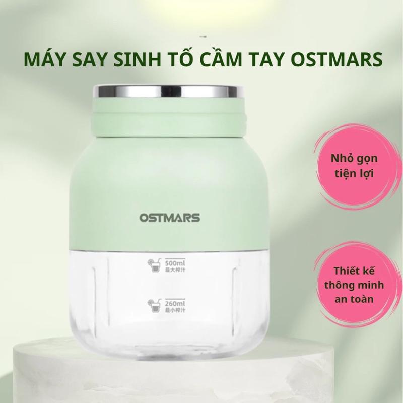Máy xay sinh tố đa năng OSTMARS mini cầm tay, 500ml dung tích, 10 lưỡi sắc bén, sạc tích điện