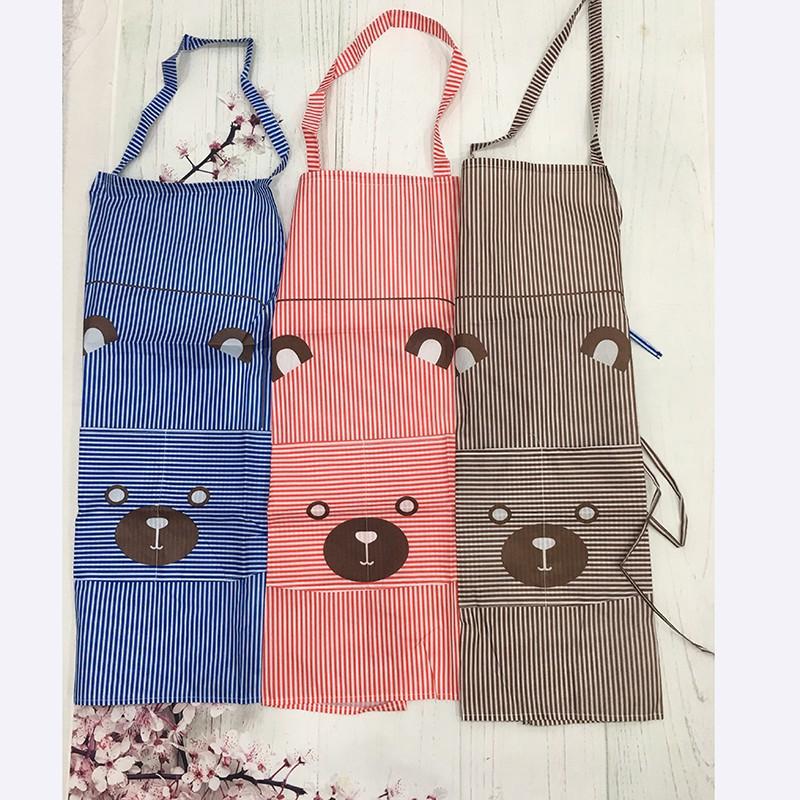 Tạp dề hình mặt gấu kẻ, tạp dề nhà bếp nấu ăn quán cafe dễ thương chống thấm nước siêu xinh 2455