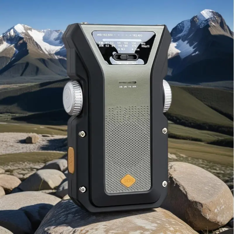 Emergency Weather Radio, Portable 4000mAh AM/FM/NOAA Weather Radio with Power Bank & SOS Alert Function, USB Type-C/Solar/Hand Crank 3 Modes Charging Radio for Outdoor 0