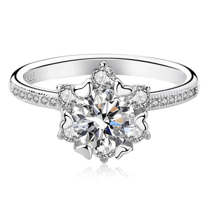 Nhẫn moissanite Sterling 925, Màu bạc , 1CT, # 136