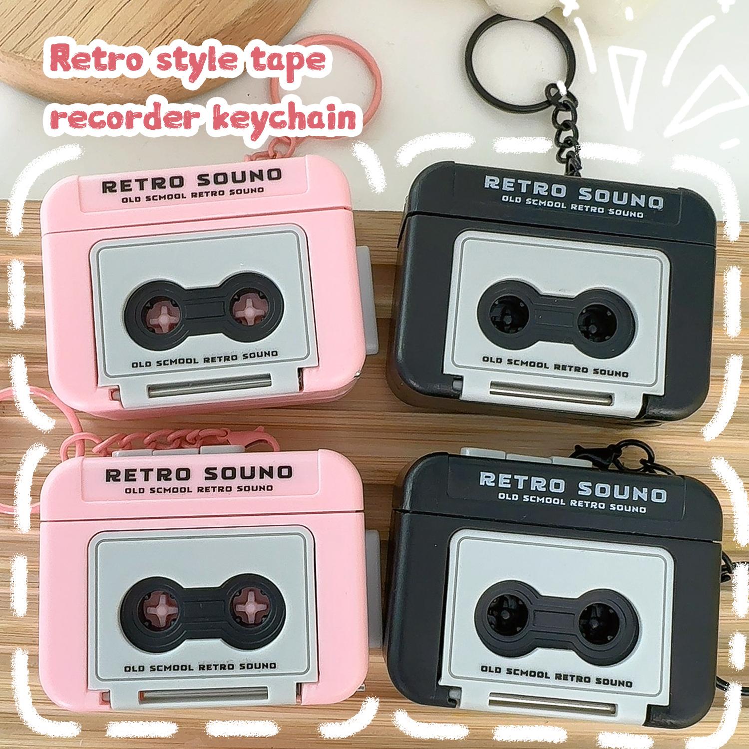 1/2pcs Retro Cassette Recorder Keychain Mini Music Player Keychain Cute ...