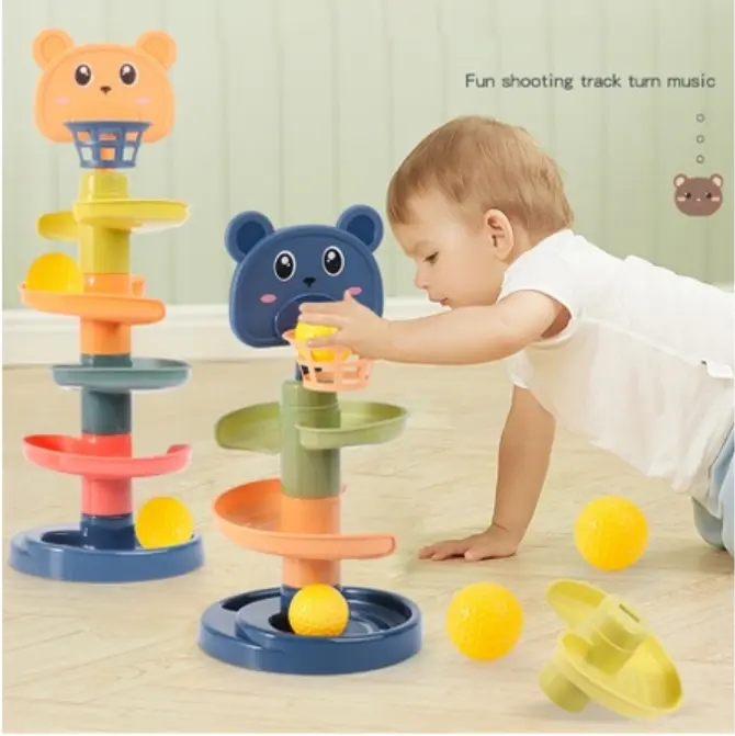 5 Layer Fun Rolling Slide Ball | Insert Ball Stack Tower Gliding Ball Baby Children Early Educational Montensori Toy Game Education