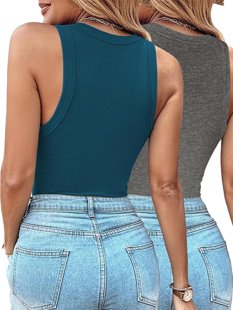 Product Introduction of Women's Solid Ribbed Tank Top, Casual Sleeveless Round Neck Top for Daily Wear, Ladies Clothes for All Seasons 8