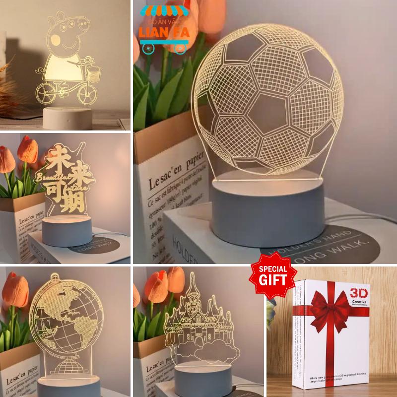 Quà tặng sáng tạo Đèn bàn Piggy Paige 3D Đèn ngủ nhỏ Trang trí phòng ngủ LED tặng quà sinh nhật cho bạn gái