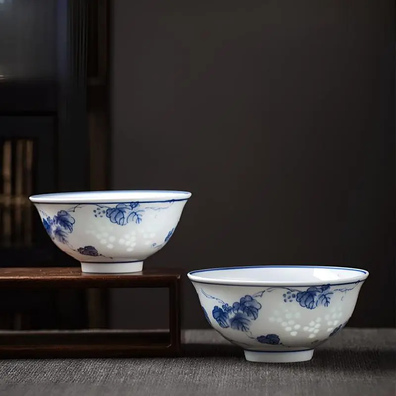 Chinese Style Porcelain Bowl Set, 1 Set Exquisite Blue and White Ceramic Bowl, Household Rice Bowl, Small Soup Bowl, Noodle Bowl, Salad Bowl 7