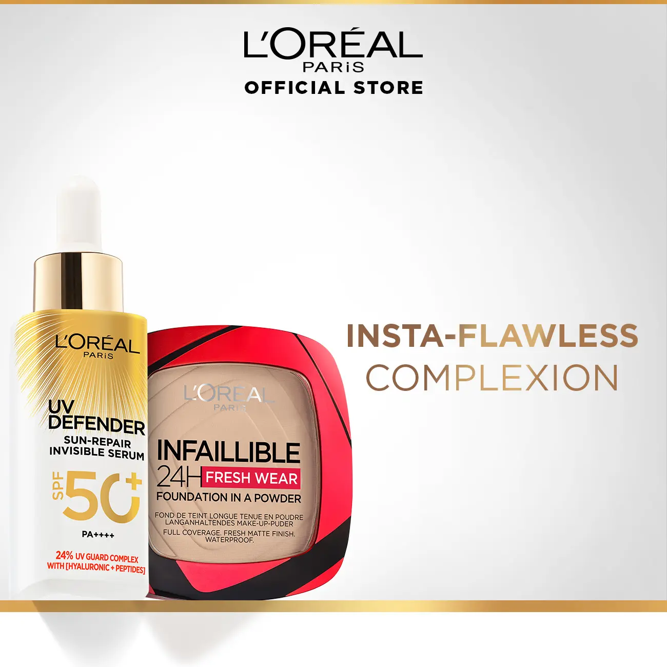 L'Oreal Paris Insta Flawless Complexion [ Fresh Wear Powder + UV serum sunscreen ]