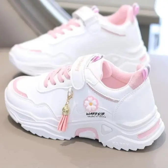 Sepatu sneakers import anak perempuan Bordir Motif Bunga Warior Terbaru|Sepatu Korean Style Anak Kekinian Fashion 0