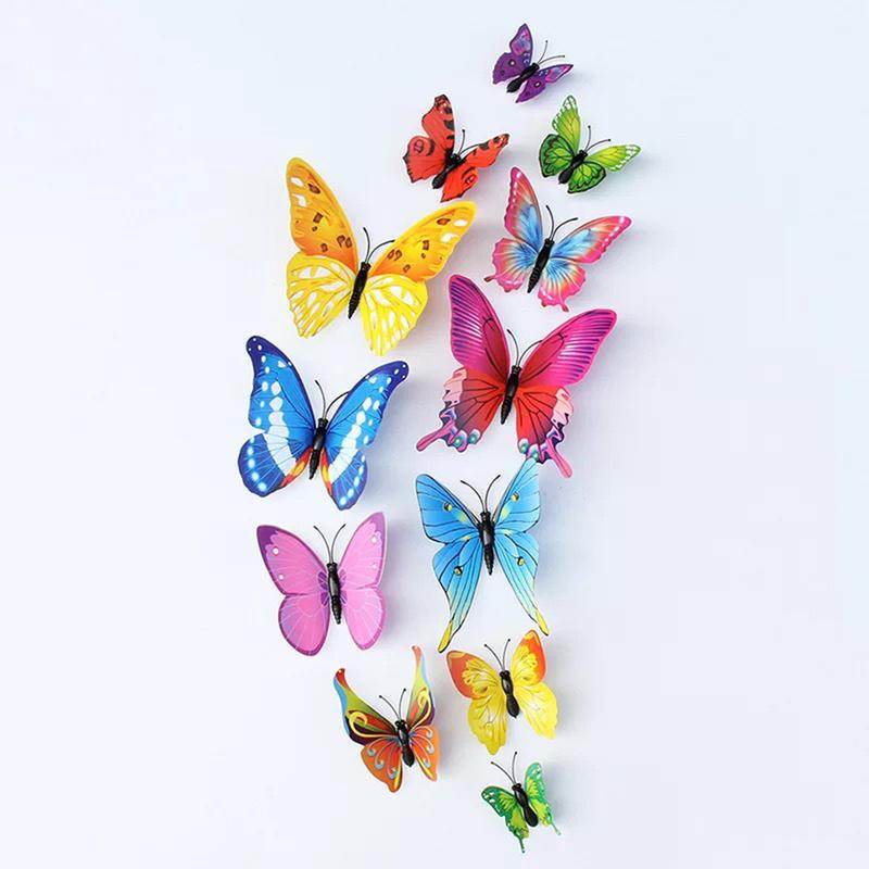 12Pcs Butterfly Stickers 3D Color Wall Stickers for Home Decor - TikTok ...