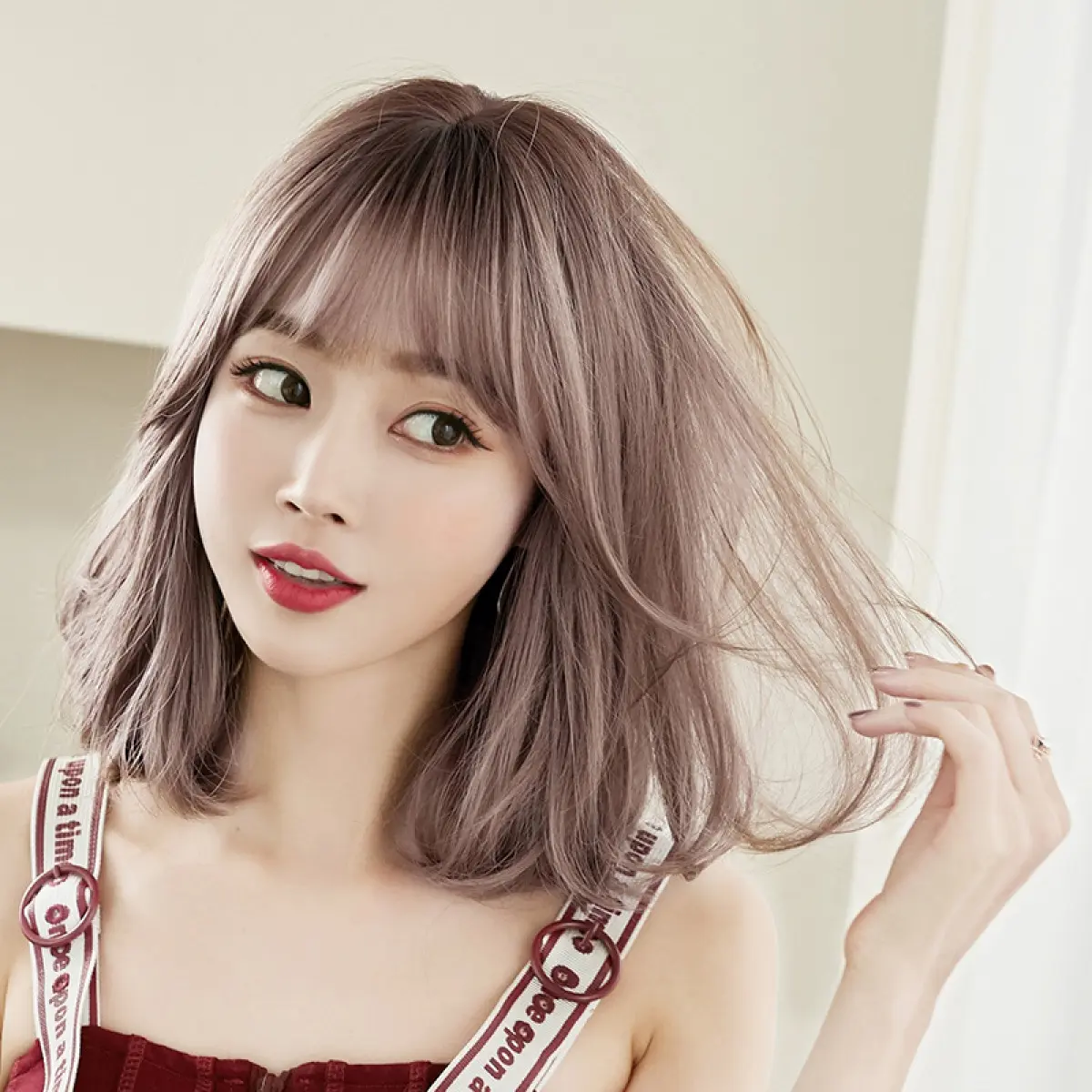 36CM wig for women with short hair, pear blossom hair, shoulder length wig, full top wig, natural fluffy collarbone hair, curly hair, pink linen wig, chocolate wig, cold brown wig, black tea wig