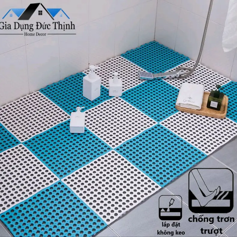 Thảm chống trơn nhà tắm nhà vệ sinh trượt lắp ghép tiện dụng, dùng cho các khu vực ẩm ướt chống trơn trượt. kt 30x30cm một tấm. 0