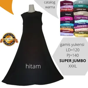 Gamis Yukensi Kutung Tanpa lengan Hitam Super Jumbo xxxl ld 120 pj 140 cm Dress Maxi Wanita Muslim