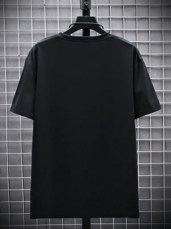 Men's Letter & Figure Print Round Neck Lounge Tee, Loose Casual Short Sleeve Crew Neck T-shirt for Daily Wear, Men's Sleepwear & Loungewear for All Seasons 5