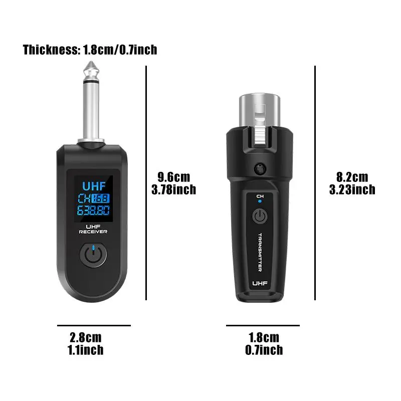 Wireless Microphone System, 1 Set USB Rechargeable Wireless Microphone Transmitters with Receiver, Professional Wireless Microphone Transmitter for Guitar & Amplifier, Audio 1