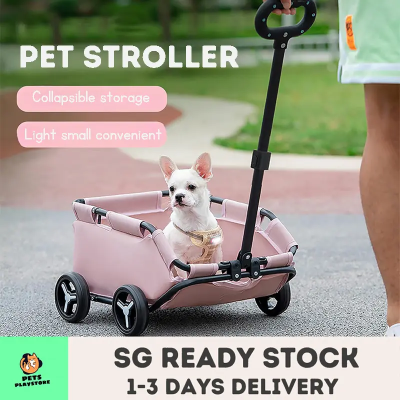 Pet Wagon Lightweight Portable and Foldable Trolley for Cat and Dog with Pull Handle