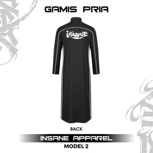 Gamis Pria Garis Reflektif Insane Jubah Zipper Pria Slimfit Line Menyala Muslim Wudhu Friendly Reflektif AZY3